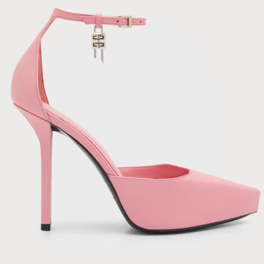 Givenchy G lock Metallic Pink Stiletto Heels with Ankle Strap